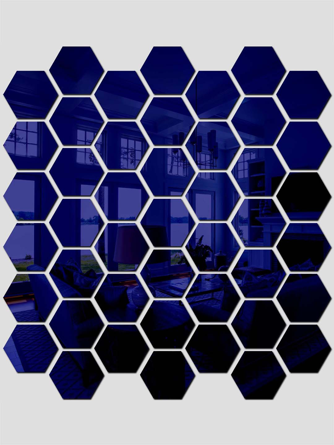 Wall1ders 45 Pieces Blue Hexagon Acrylic Wall Sticker