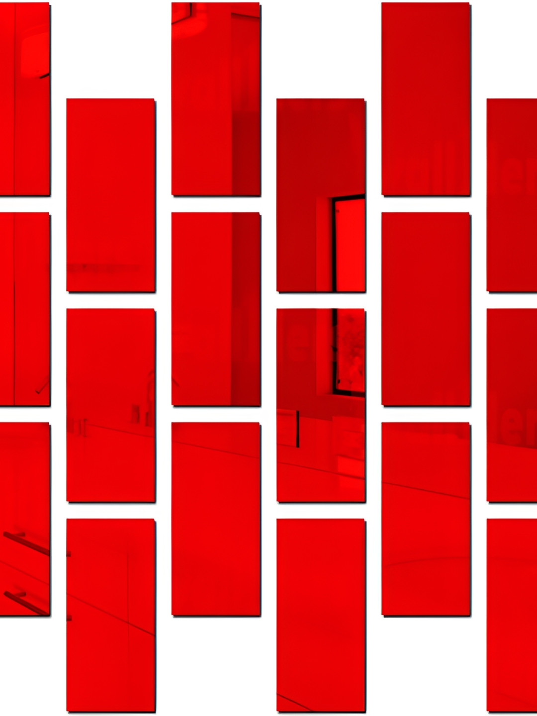 Wall1ders 24 Pieces Red Rectangular Acrylic Wall Sticker