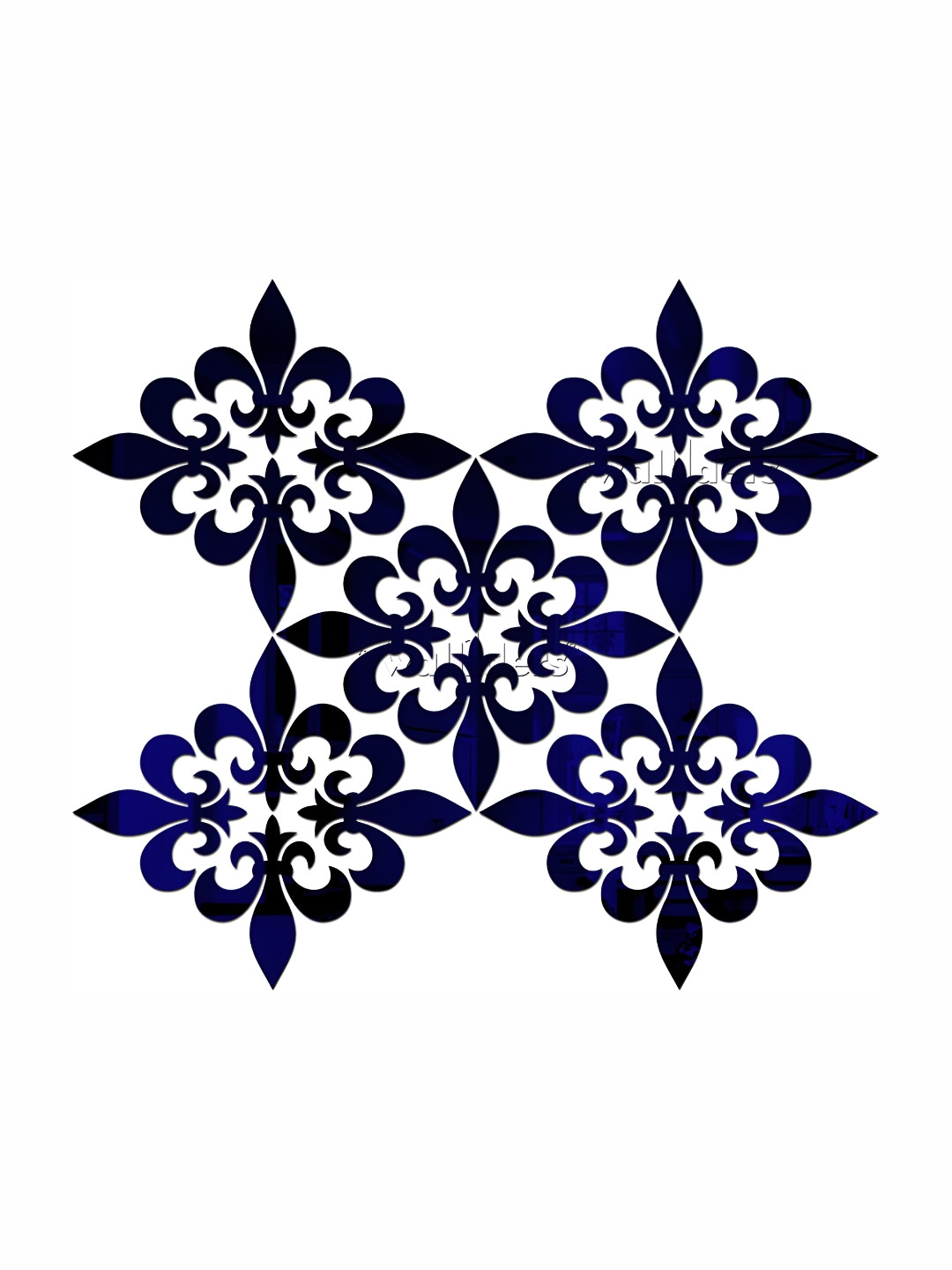 Wall1ders 20-pcs Blue Border Flower Acrylic Wall Stickers