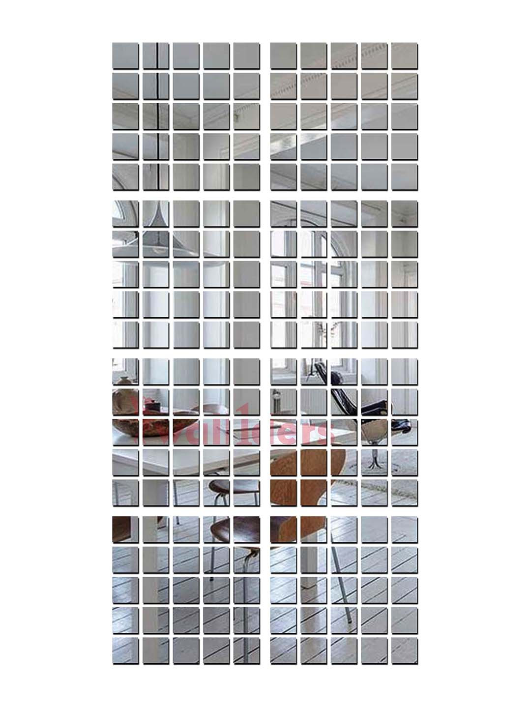 Wall1ders Silver Toned 200 Pieces Square 3D Acrylic Mirror Wall Stickers
