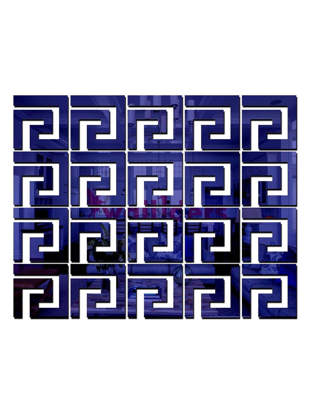 Wall1ders Blue 20 Pieces Geometric 3D Mirror Wall Stickers