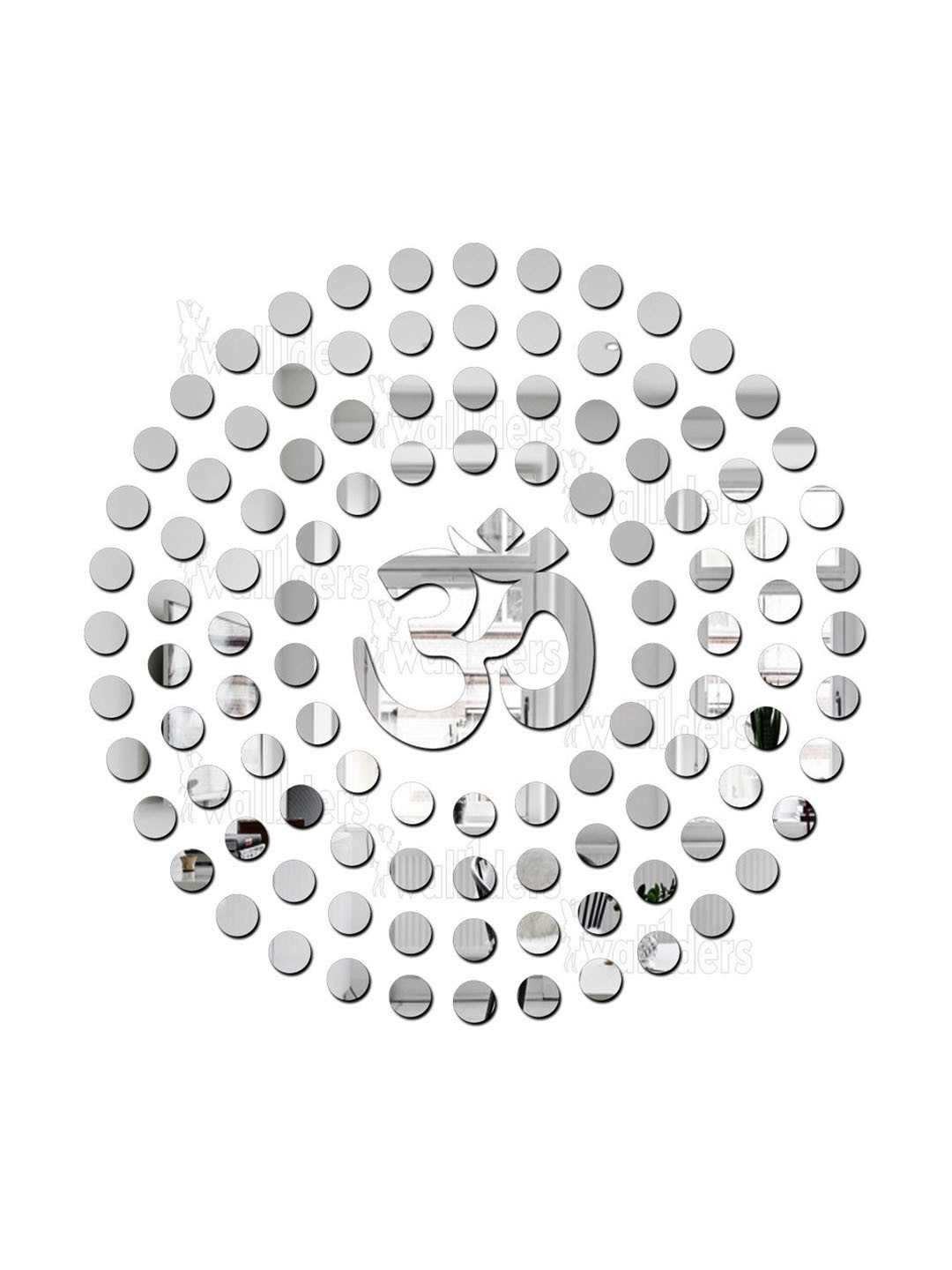 Wall1ders Silver Toned 101 Pieces 3D Mirror Wall Stickers