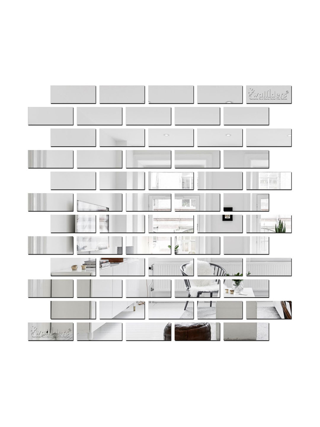 Wall1ders Silver Toned 60 Pieces 3D Acrylic Mirror Wall Stickers