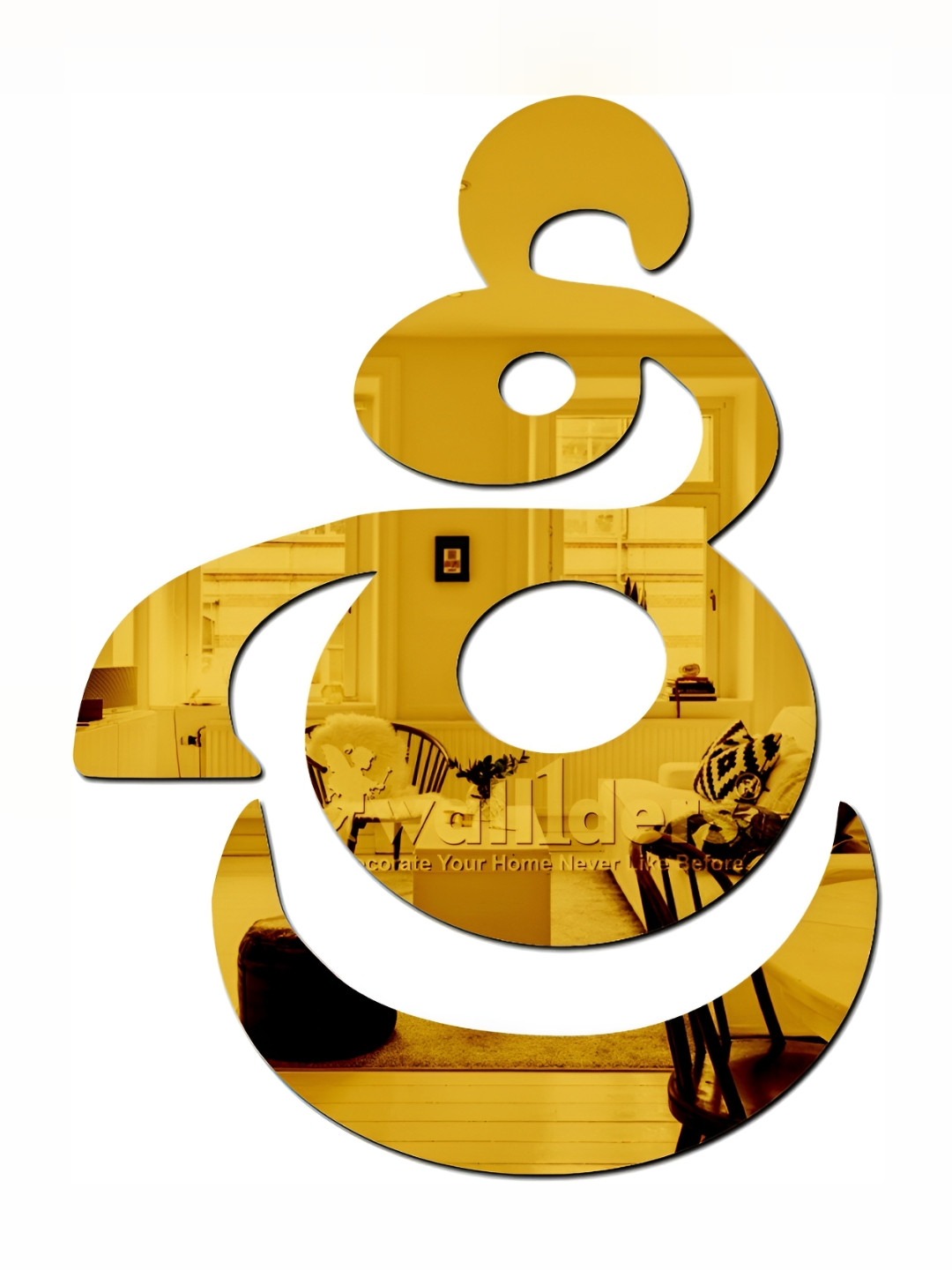 Wall1ders Gold Toned Shree Telugu 3D Acrylic Mirror Sticker