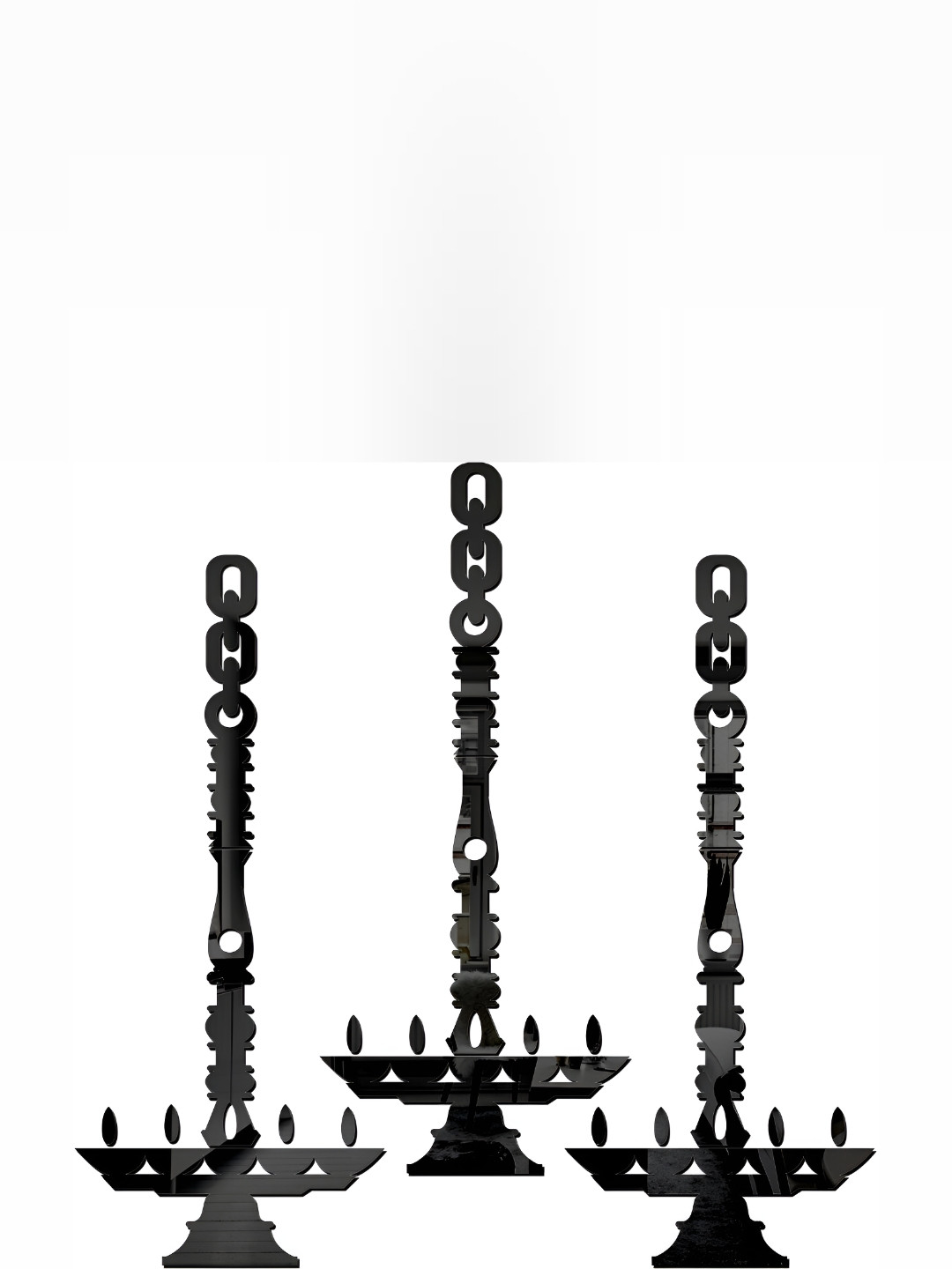 Wall1ders Black Hanging Diya 3D Acrylic Mirror Wall Sticker