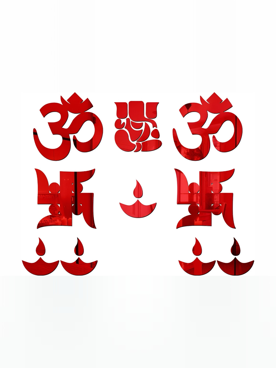 Wall1ders Red 10 Pieces 3D Mirror Wall Stickers