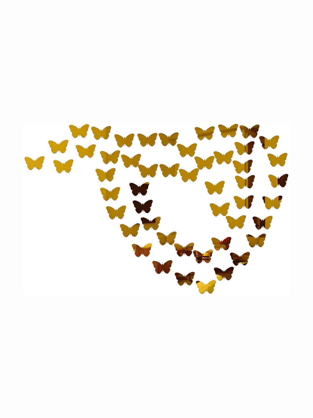 Wall1ders Gold Toned 50 Pieces Butterflies Mirror Wall Stickers