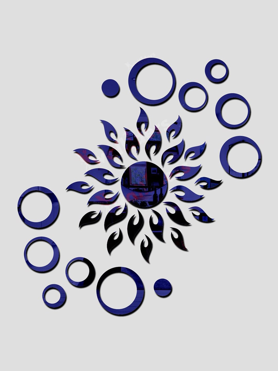 Wall1ders Blue Sun with Ring 3D Acrylic Mirror Wall Stickers