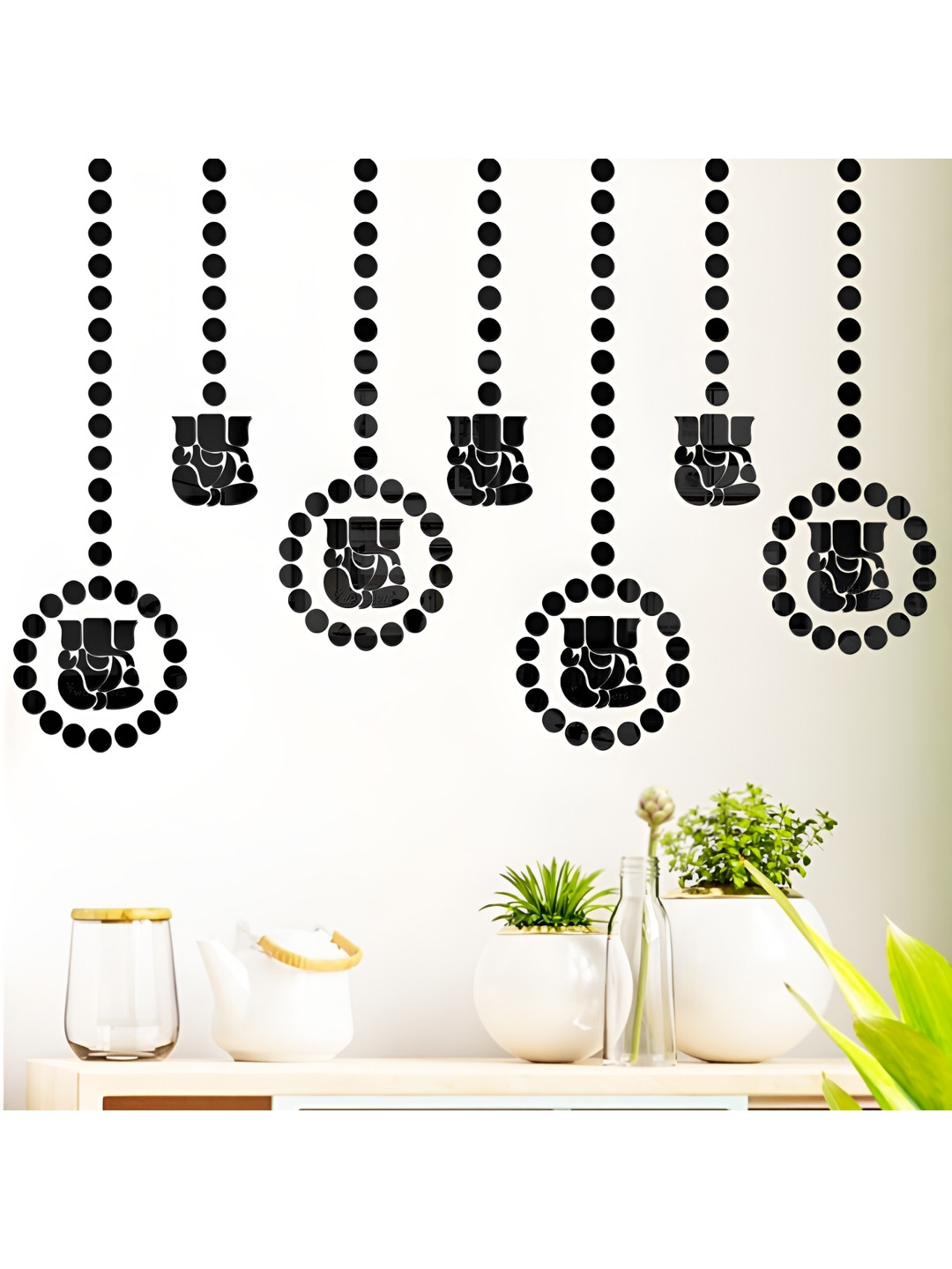 Wall1ders Black 110 Pieces 3D Acrylic Mirror Wall Stickers
