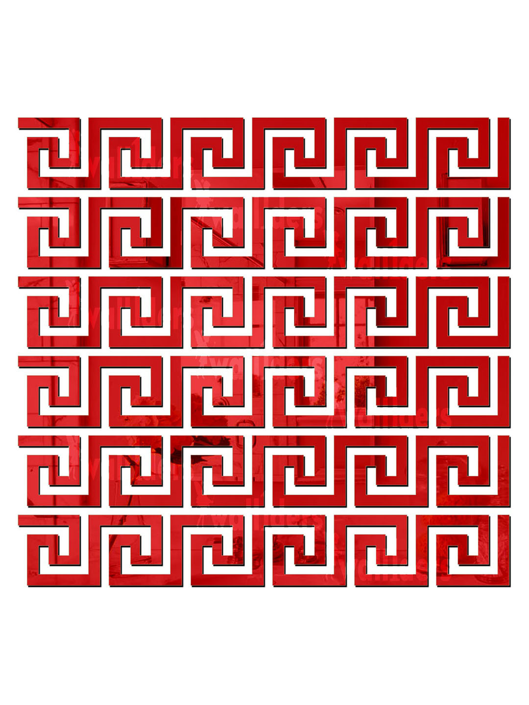 Wall1ders Red 36 Pcs Geometric 3D Acrylic Mirror Wall Stickers