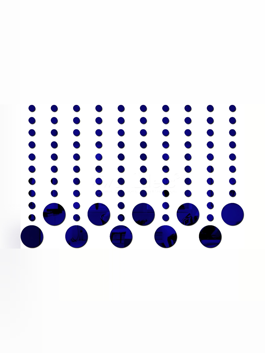 Wall1ders Blue 110 Pieces Circle & Dots 3D Acrylic Mirror Wall Stickers