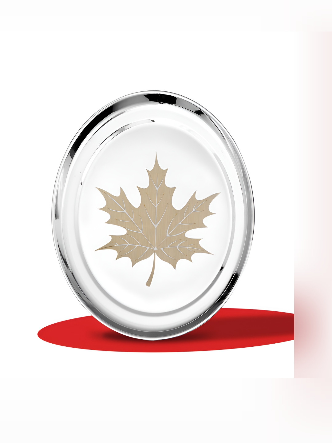 Classic Essentials Silver Toned & Brown Floral Printed Glossy Plate