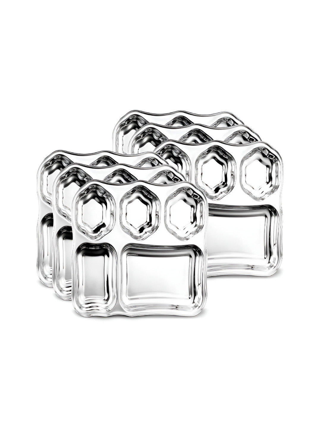 Classic Essentials Steel & 6 Pieces Stainless Steel Glossy Plates