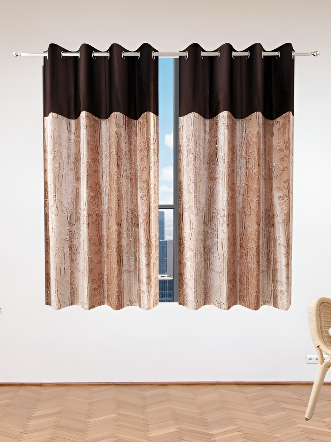 Stella Creations Brown 2 Pieces Floral Room Darkening Window Core