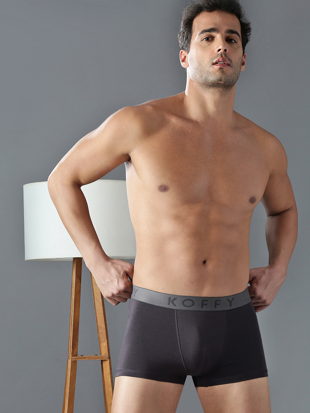 Mast & Harbour X KOFFY Men Super Soft 4 Way Stretch 2X Absorbent Long Trunk Mast & Harbour X KOFFY_KI44_MINI_DGRY_1PC