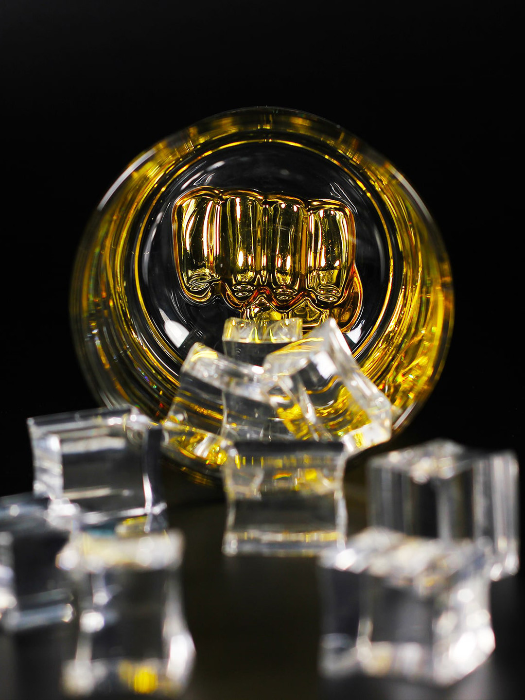 MELBIFY Transparent 2 Pieces Gold Knock Out Whiskey Glass 300 Ml