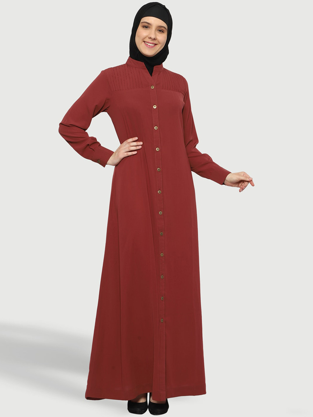 MOMIN LIBAS Band Collar Burqa With Scarf