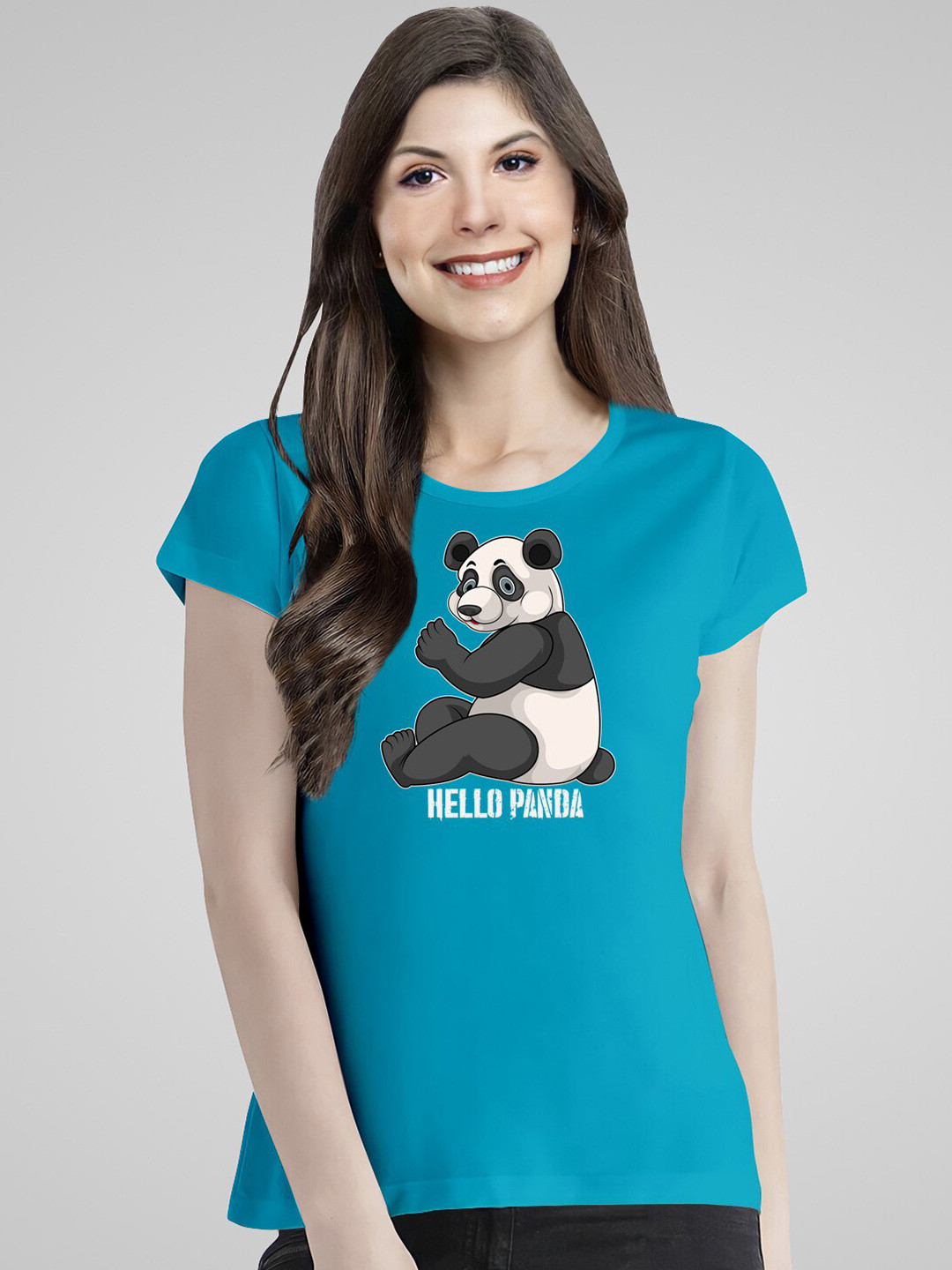 Pootlu Hello Panda Printed Cotton Casual T-shirt