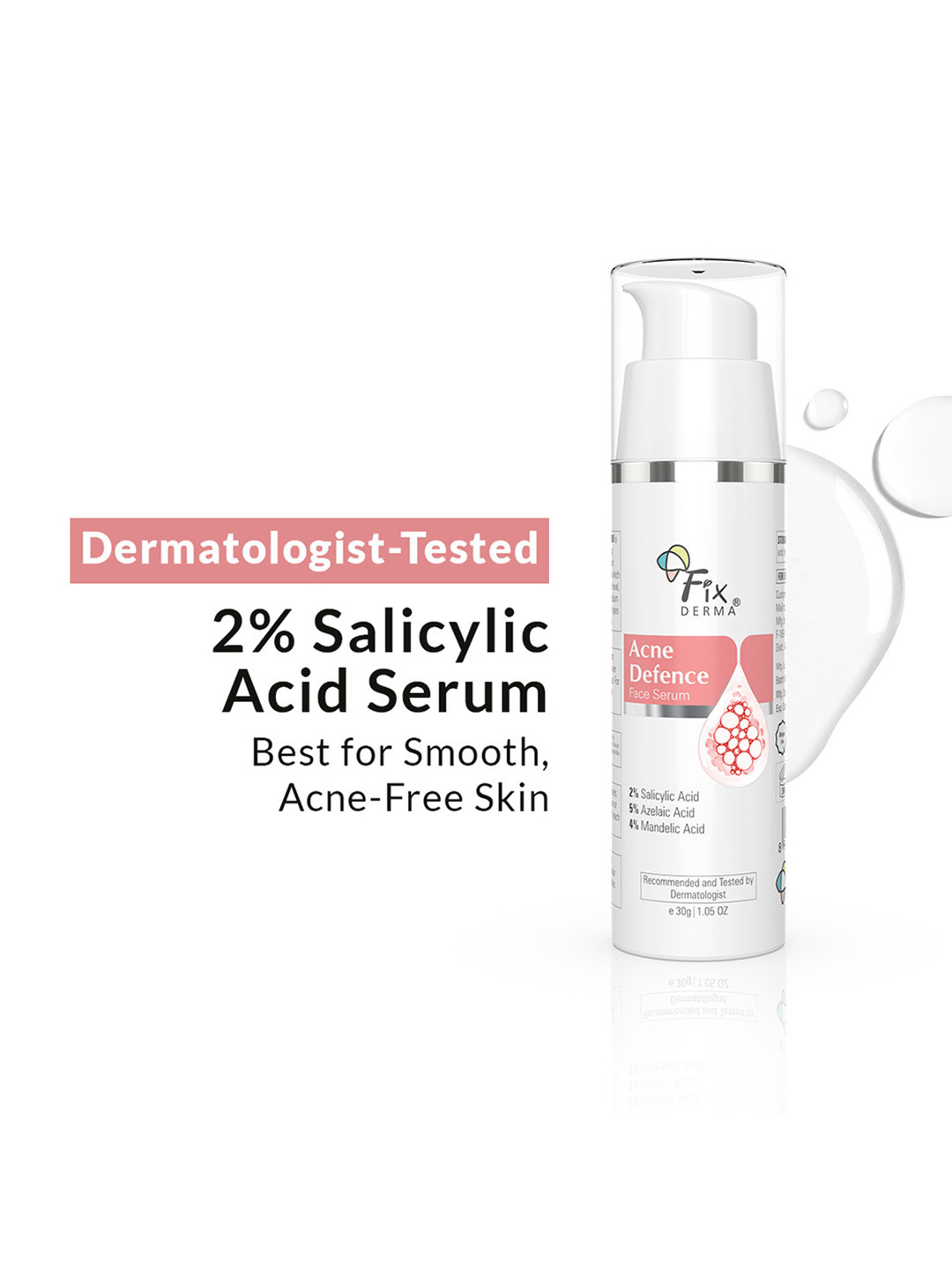 FIXDERMA Anti-Acne Face Serum with Salicylic Acid & Aloevera - 30 g