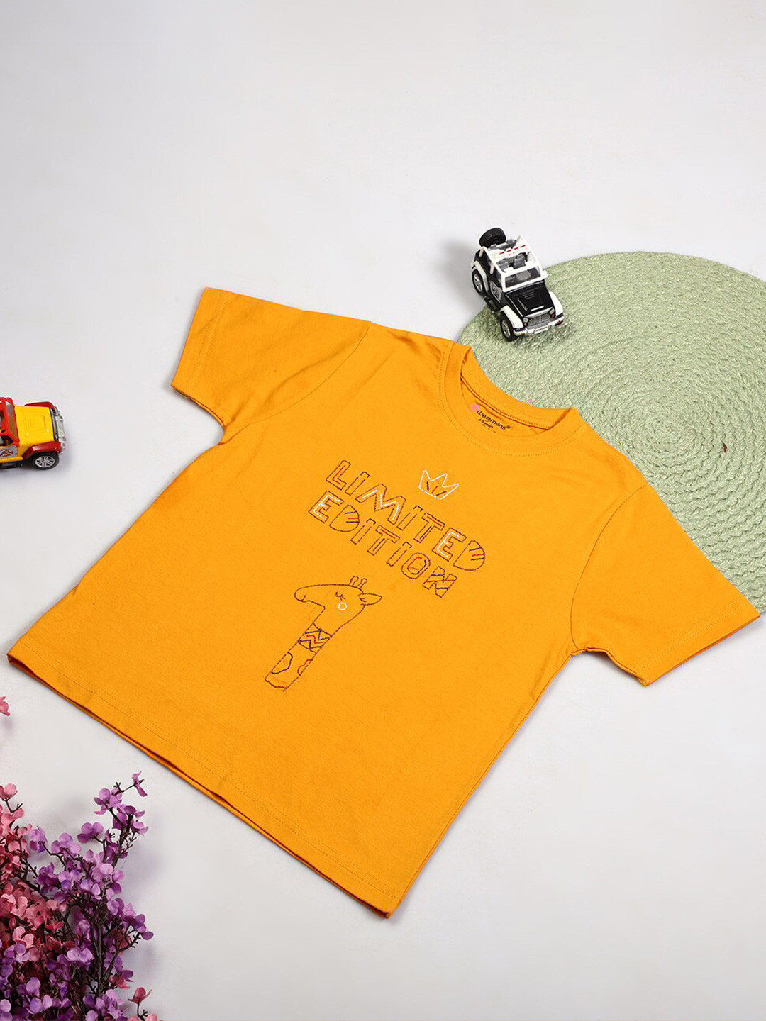 Wegmans Kids Typography Embroidered Relaxed Fit Pure Cotton T-shirt