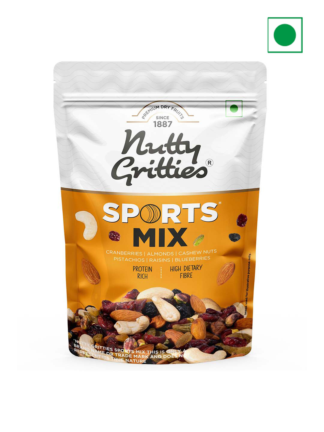 Nutty Gritties  Almonds Cashews Pistachios Dried Blueberries Cranberries and Raisins- 350G