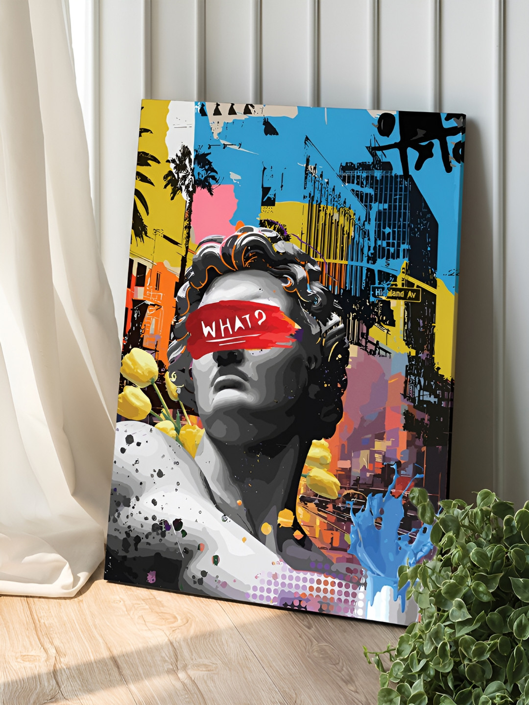 Art Street Blue & Grey 1 Piece Canvas Abstract Wall Paintings