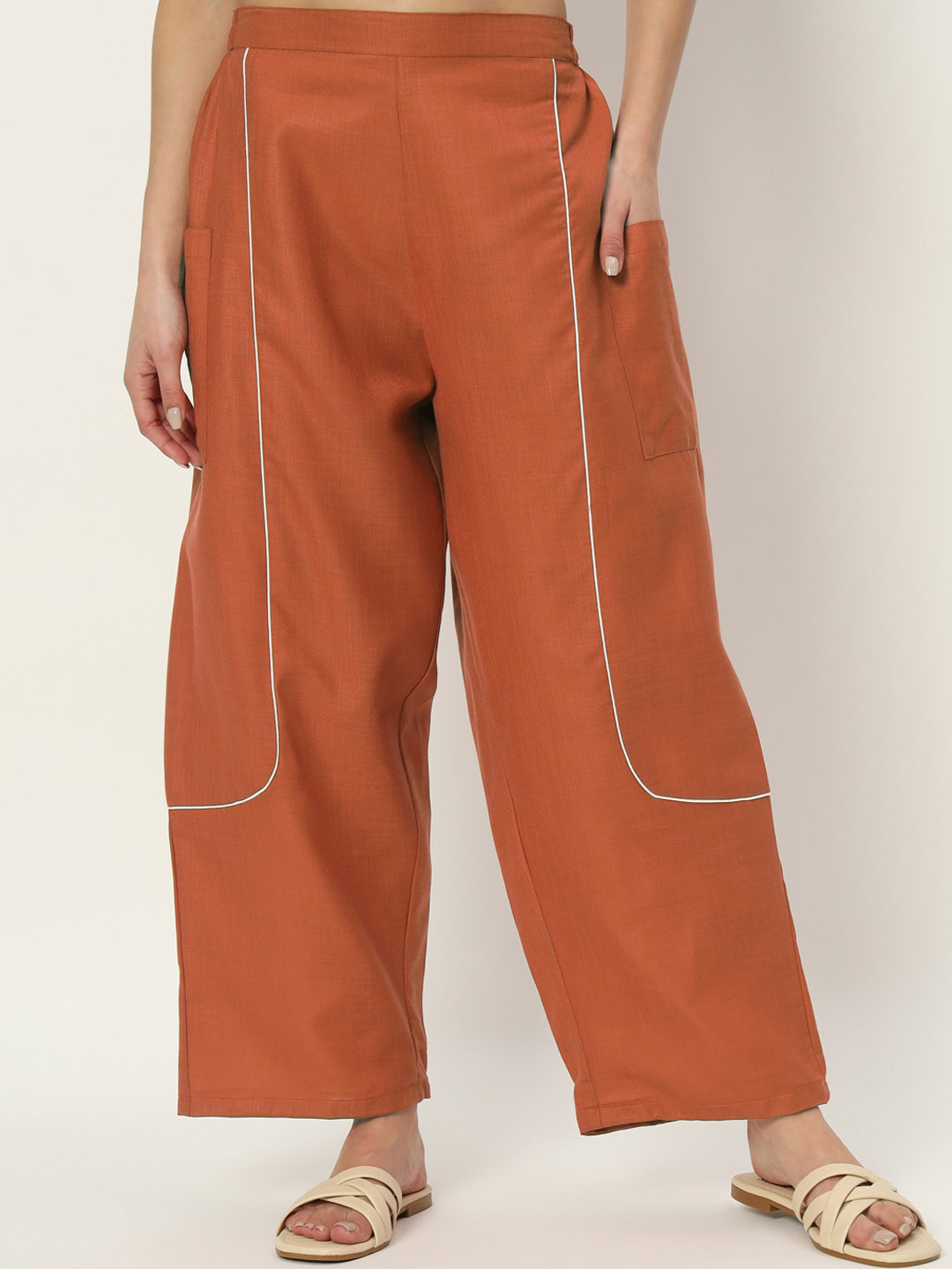 9rasa Women Relaxed Loose Fit Cotton High-Rise Balloon Trouser Trouser