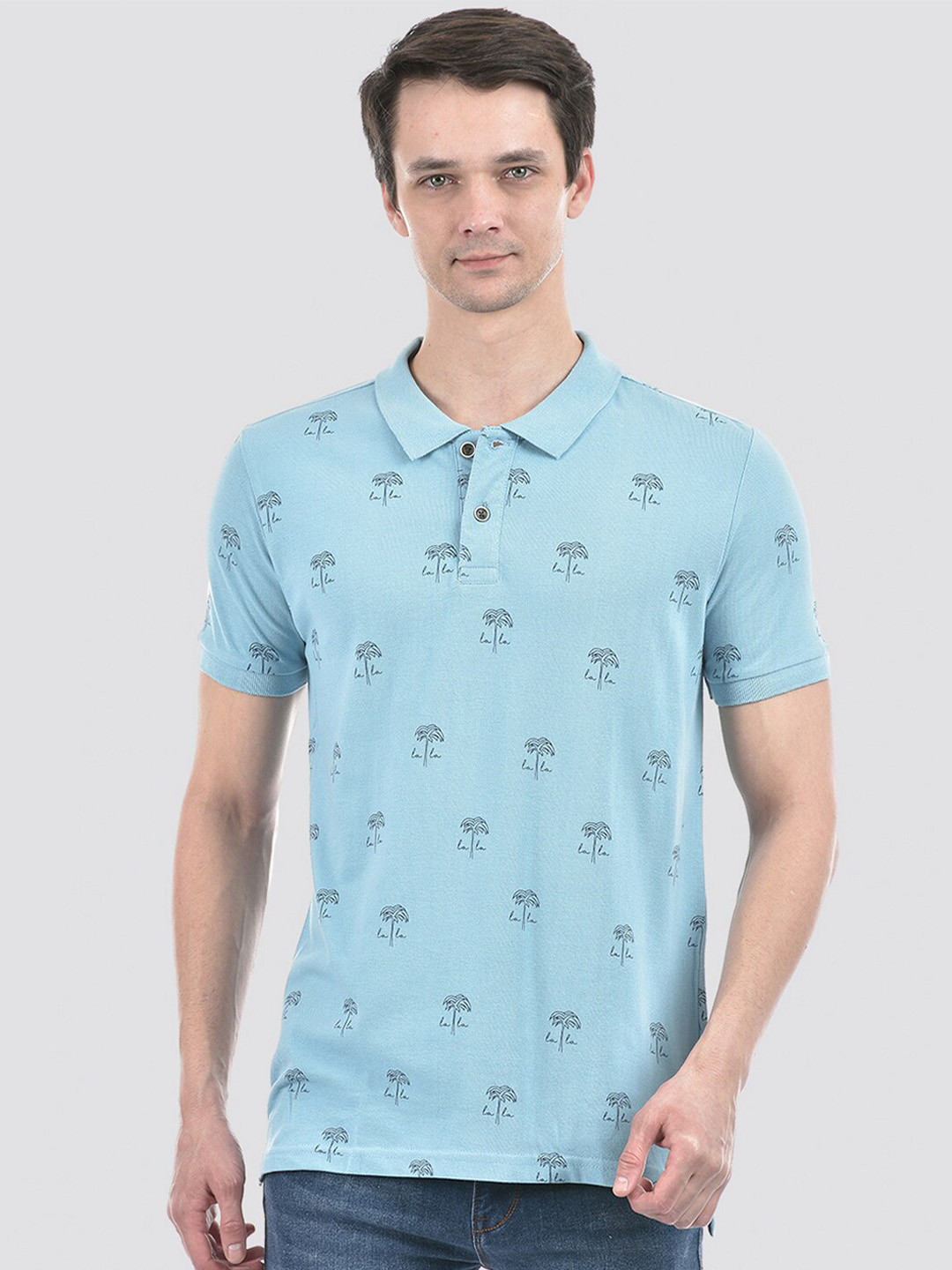 Numero Uno Printed Pure Cotton Polo Collar Slim Fit T-shirt