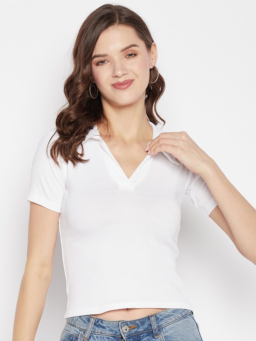 Clora Creation V-Neck Fitted Crop Top