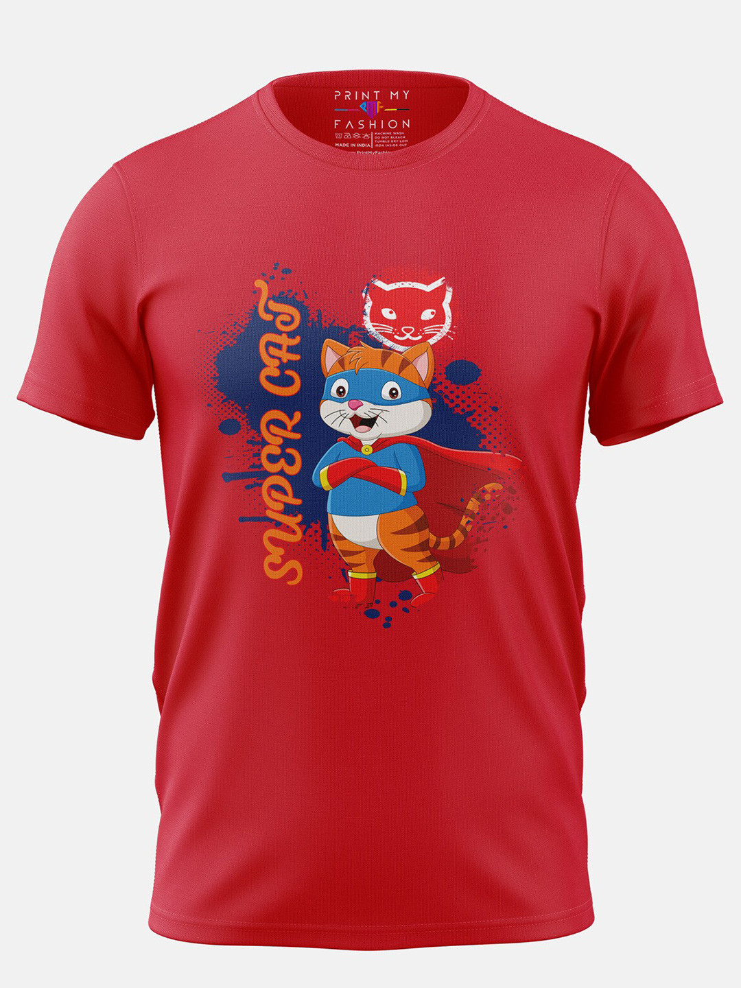 Print My Fashion Boys Super Cat Printed Cotton Casual T-shirt