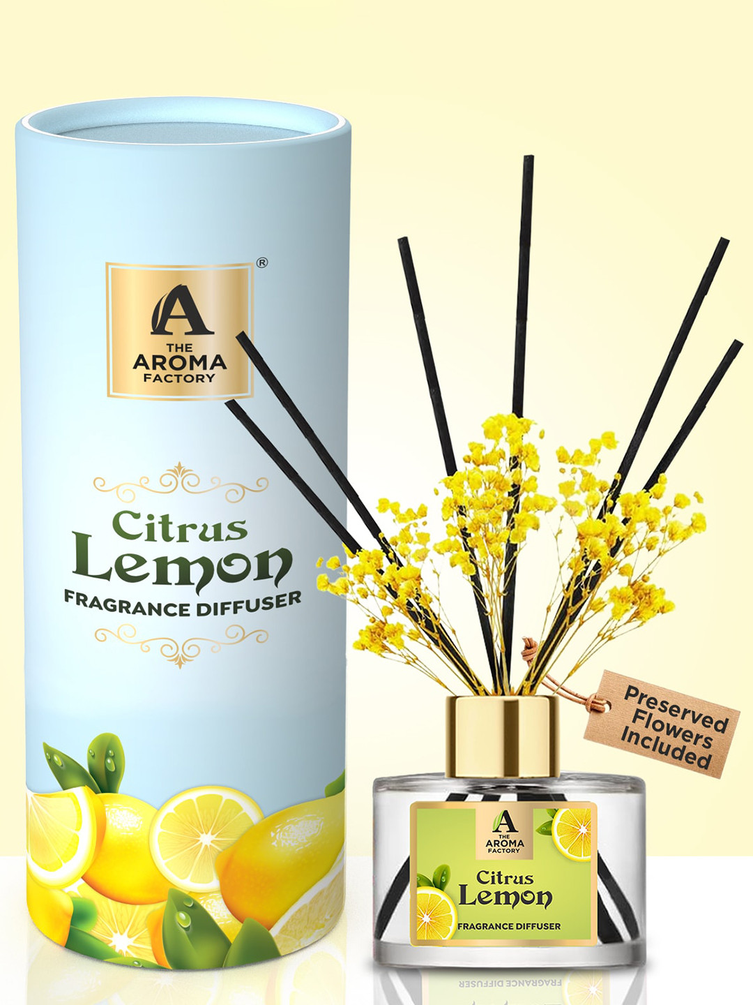 The Aroma Factory Transparent Citrus lemon Reed Diffuser