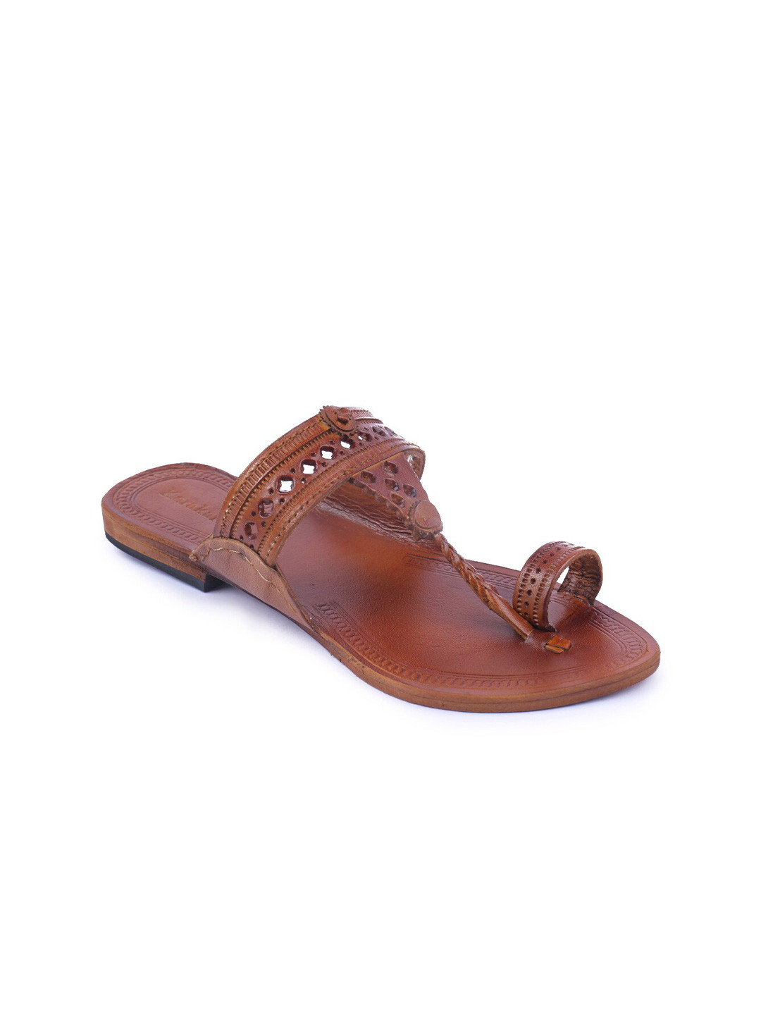 KORAKARI Women Leather Kolhapuri Comfort Sandals