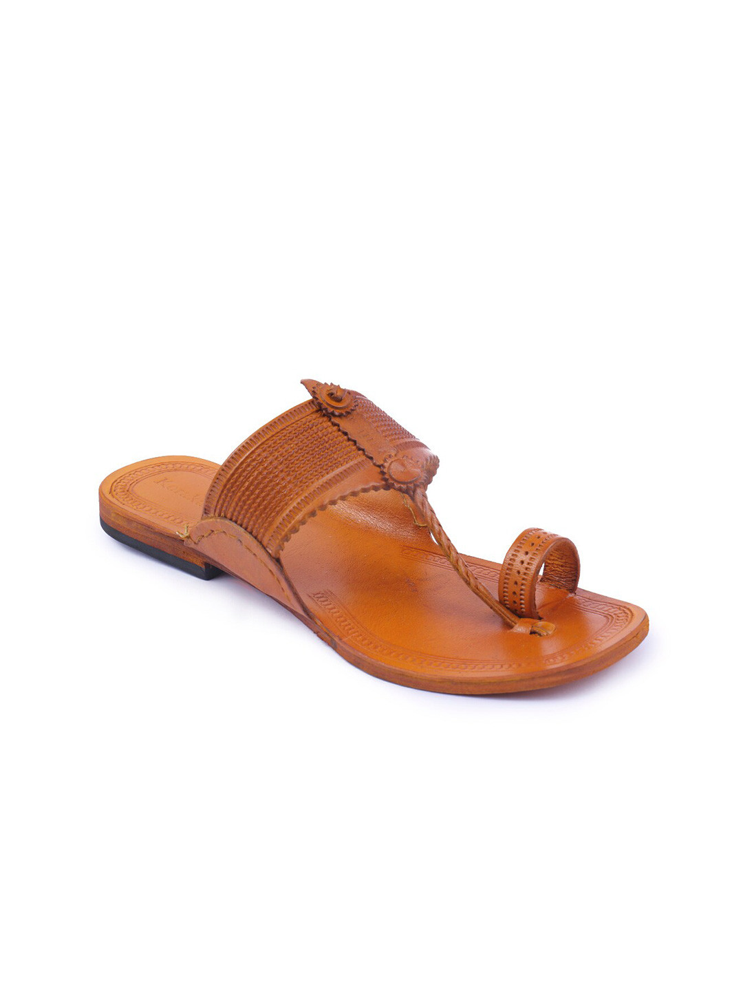 KORAKARI Women Leather Kolhapuri Comfort Sandals