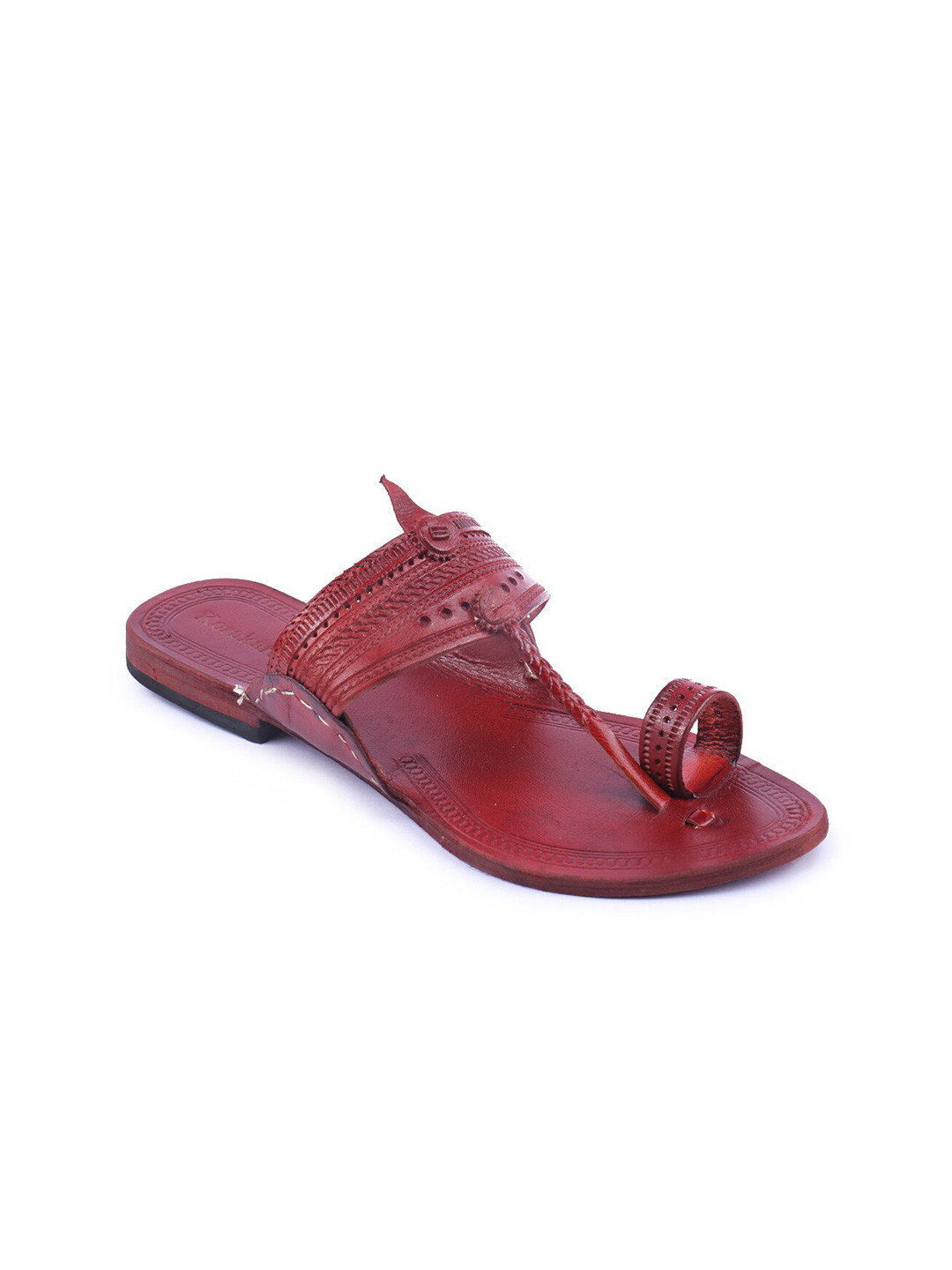KORAKARI Women Leather Kolhapuri Comfort Sandals