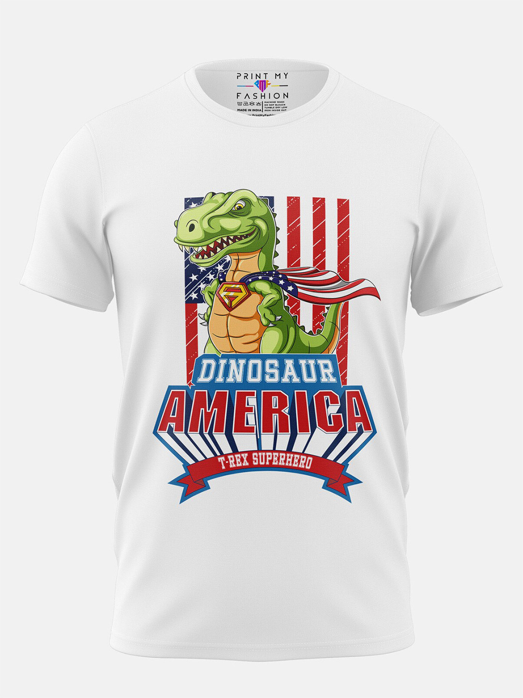 Print My Fashion Boys Super T-Rex Printed Cotton Casual T-shirt