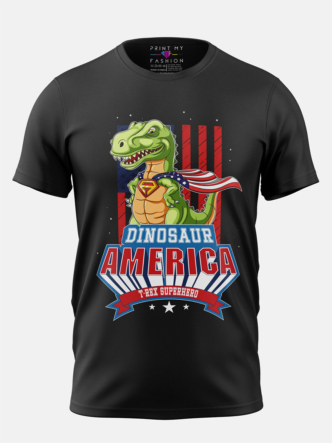 Print My Fashion Boys Super T-Rex Printed Cotton Casual T-shirt