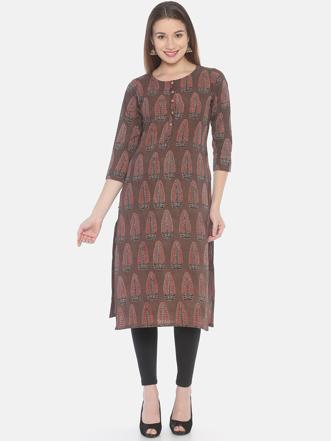 Weaves of Tradition Ethnic Motifs Block Printed Straight Kurta