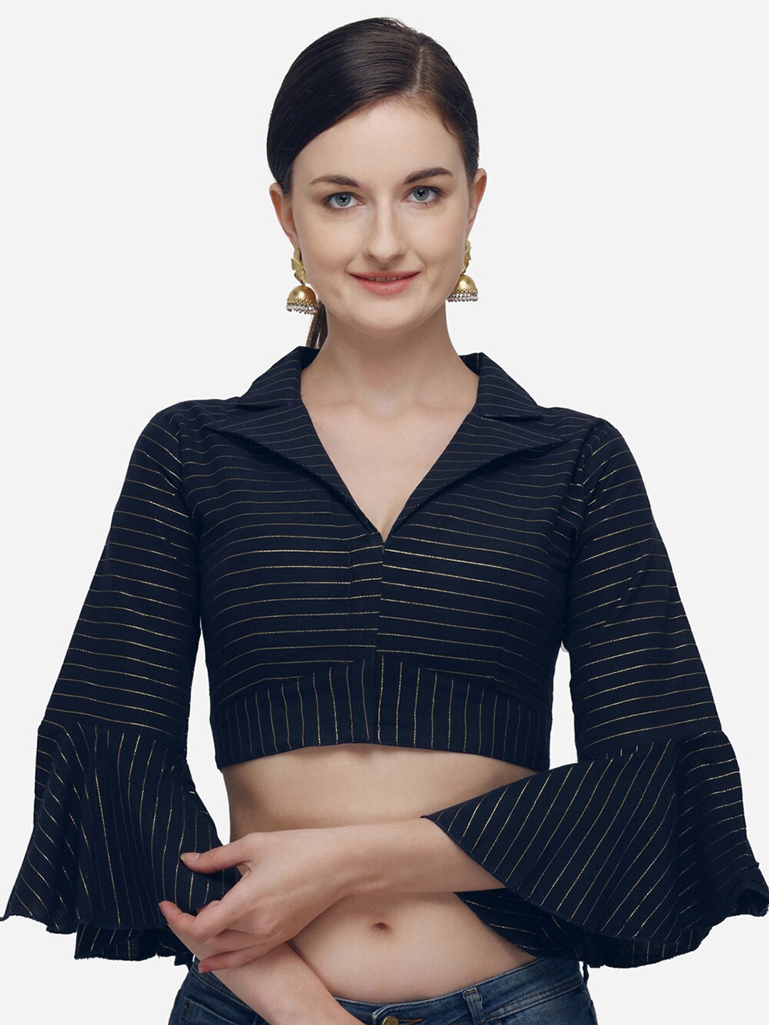 KALINI Striped Silk Saree Blouse - Saree Blouse for Women 27769938 | Myntra