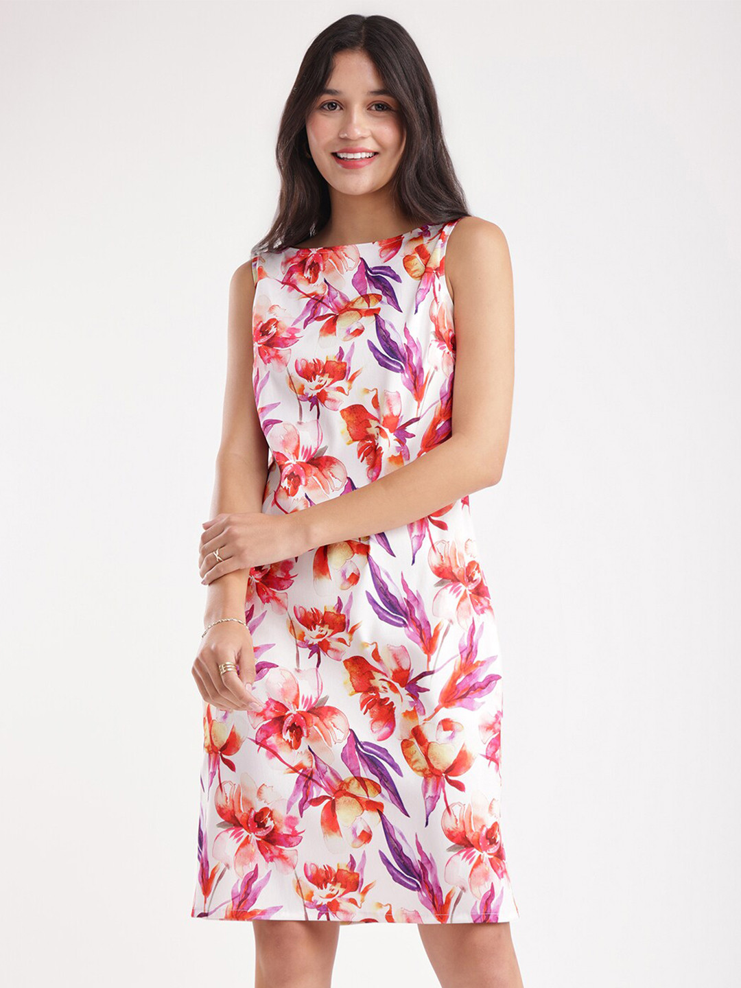 FableStreet Floral Printed Straight A-Line Women Dress