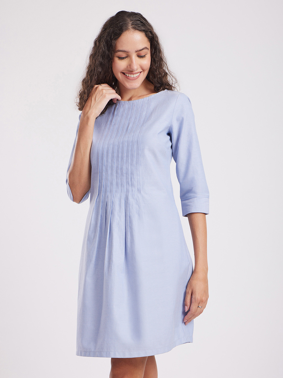FableStreet Pintuck Cotton A-Line Casual Women Dress