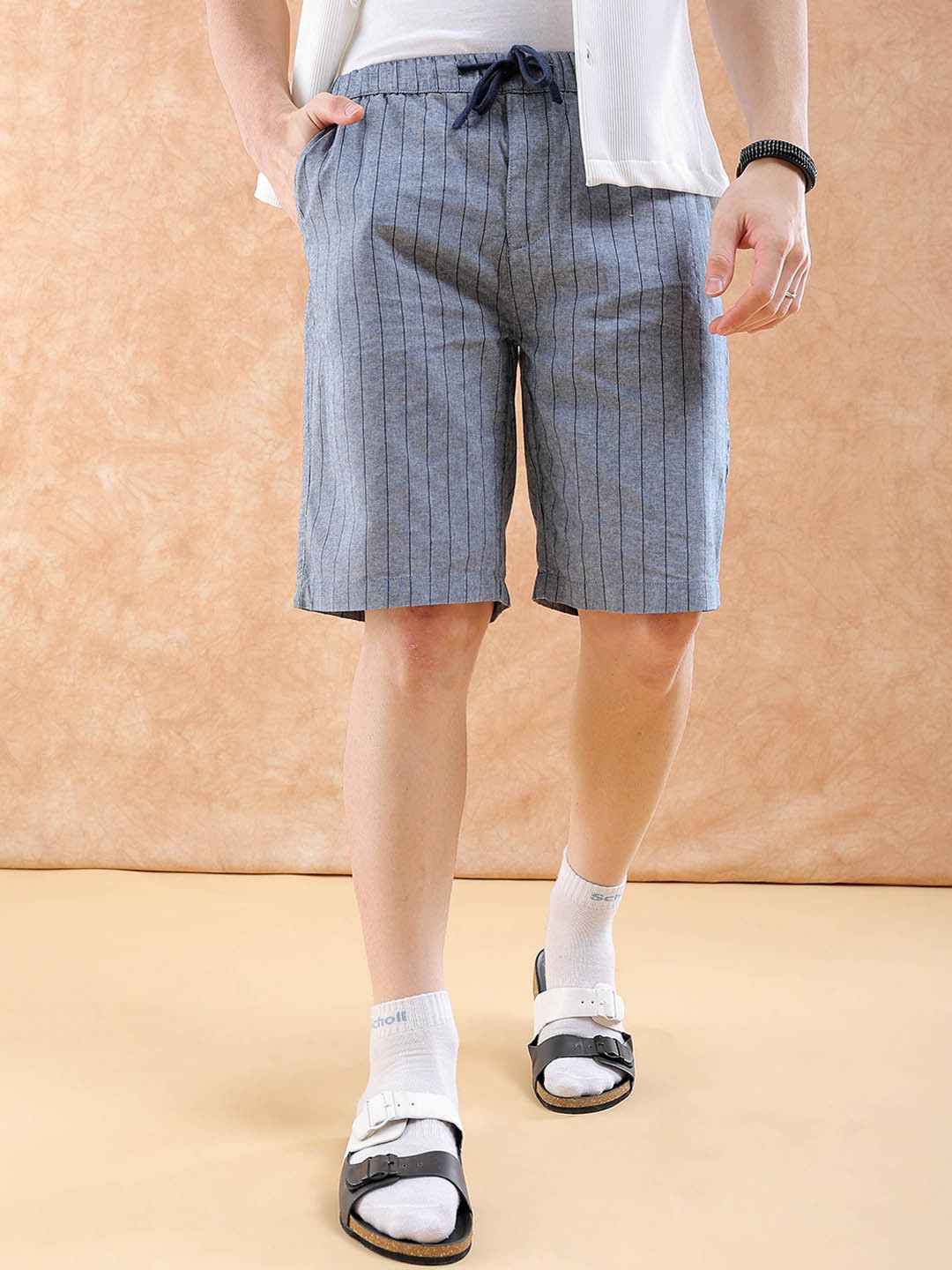 The Indian Garage Co Men Striped Loose Fit Mid-Rise Shorts