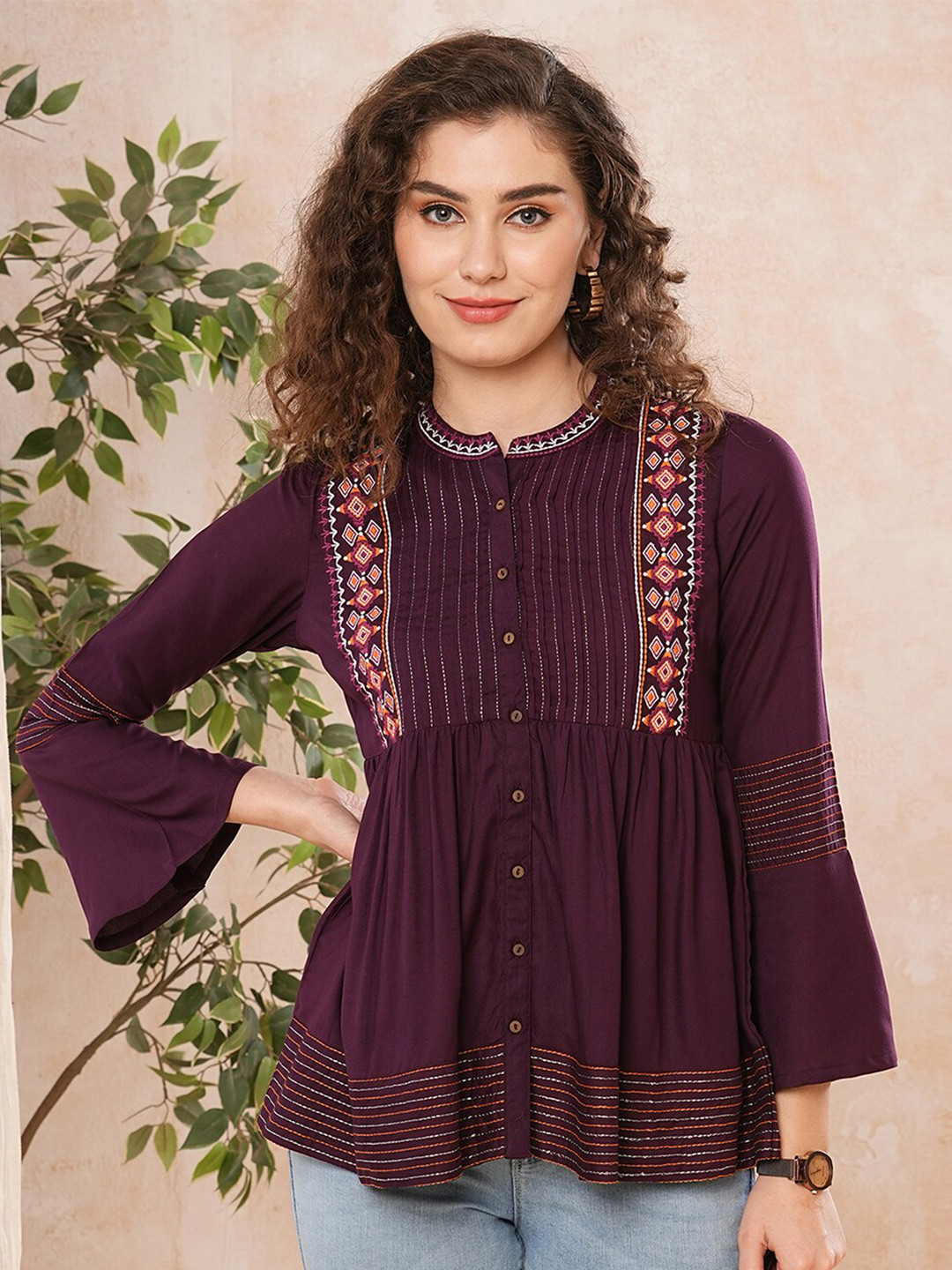 Globus Pleat Detailing Fusion A-Line Tunic