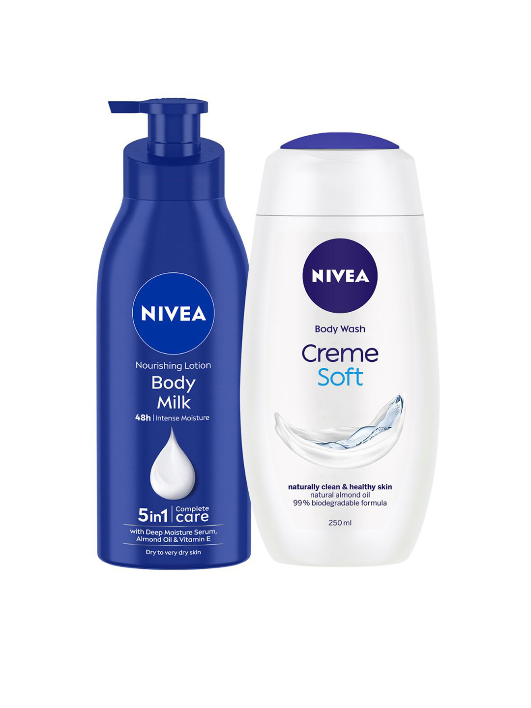 Nivea Set of Body Milk Body Lotion and Creme Soft Body Wash - 400ml + 250ml