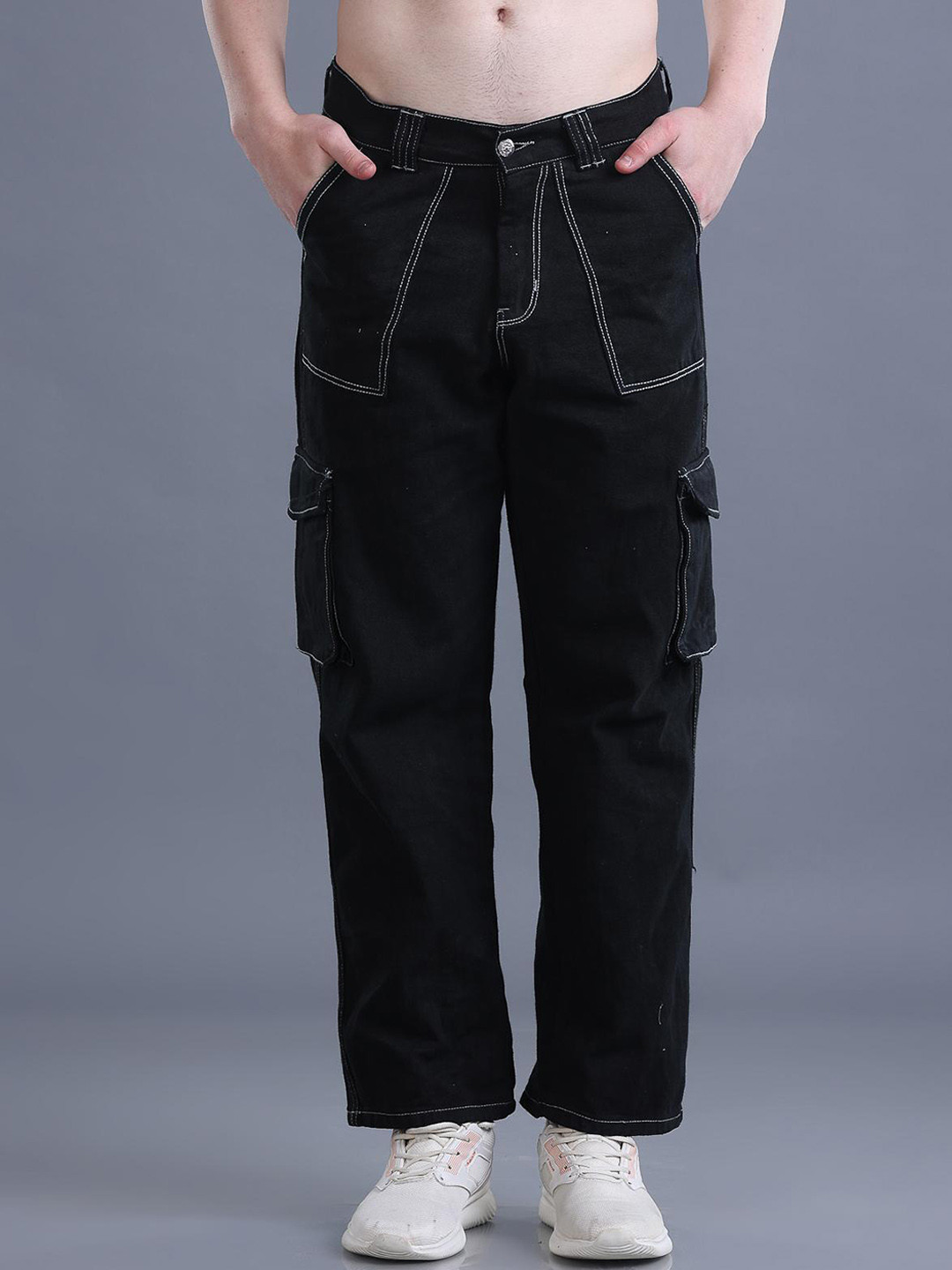 The Dance Bible Men Wide Leg Mid-Rise Cargo Jeans