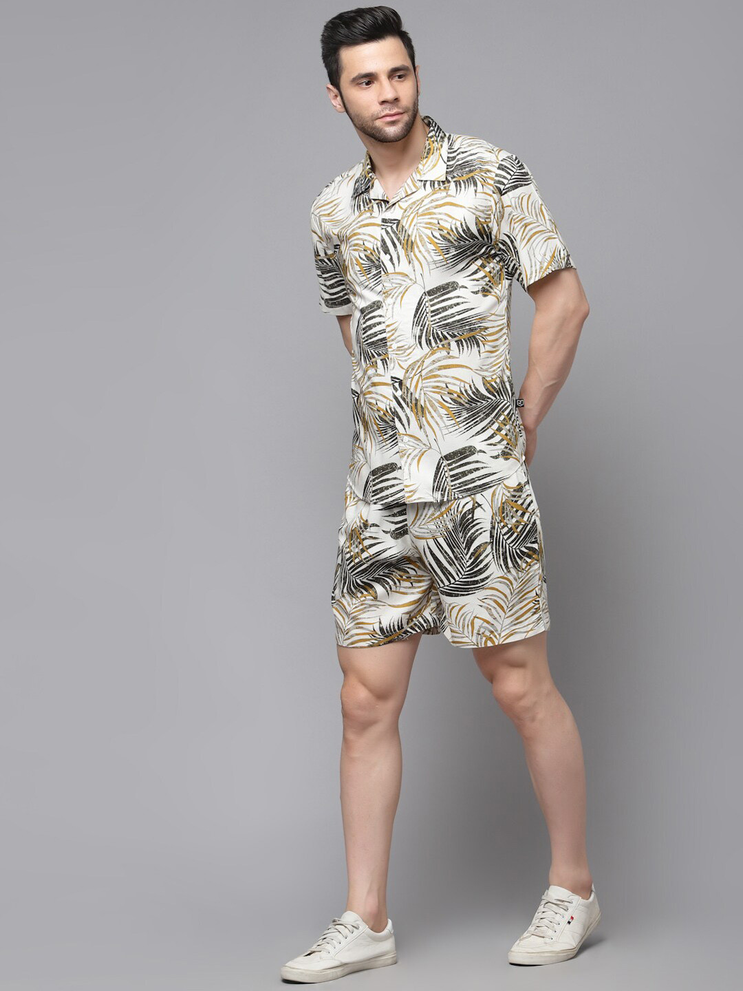 Rigo Palm leaves Printed Shirt With Shorts Co-Ords Set