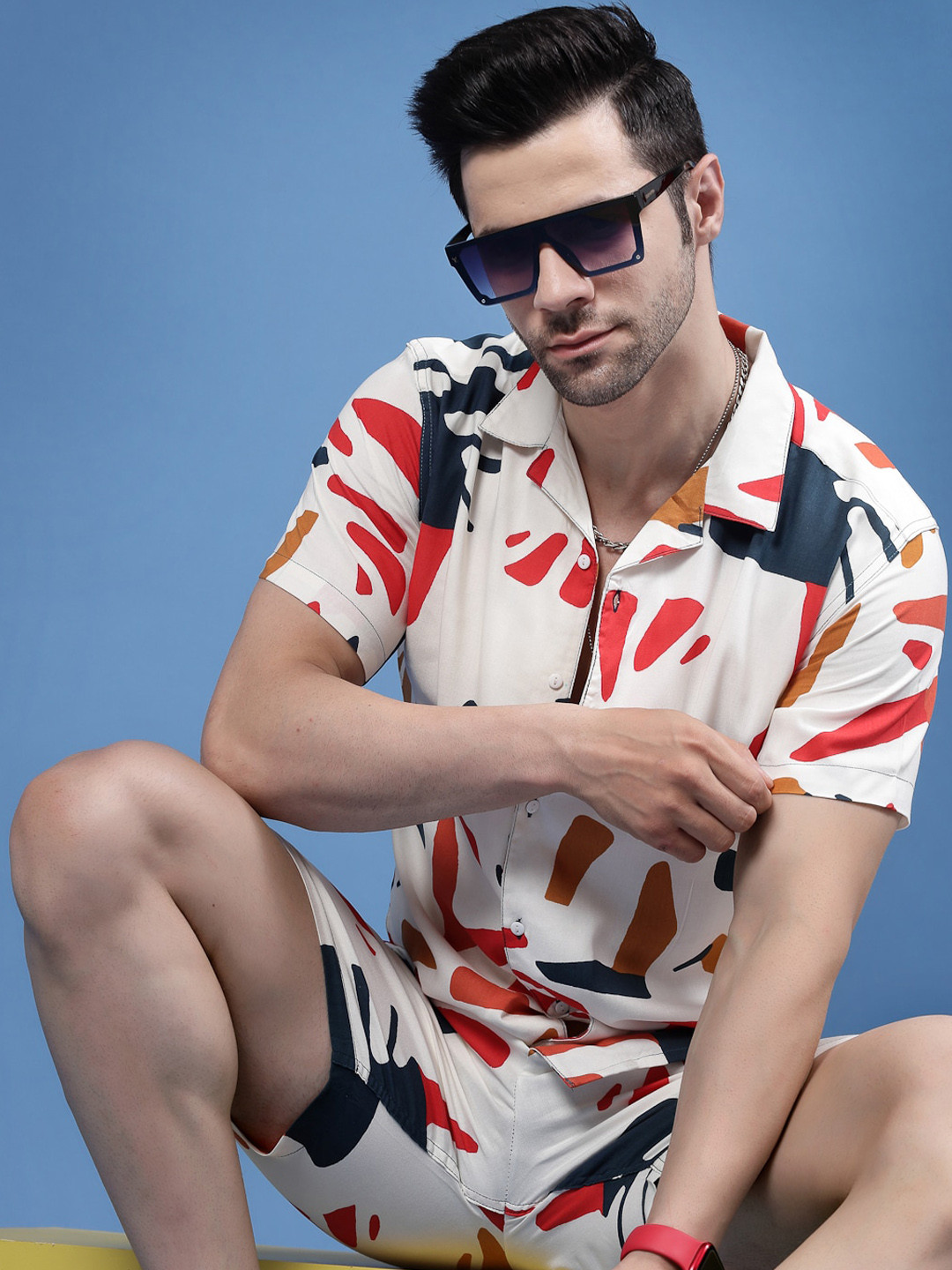 Rigo Slim-Fit Printed Shirts & Short Co-Ords