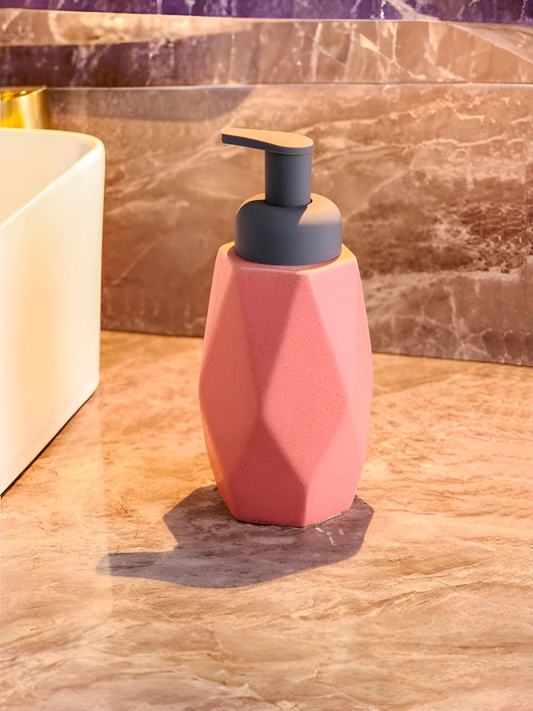 The Better Home Pink Ceramic Soap Dispenser Bottle 400 ml