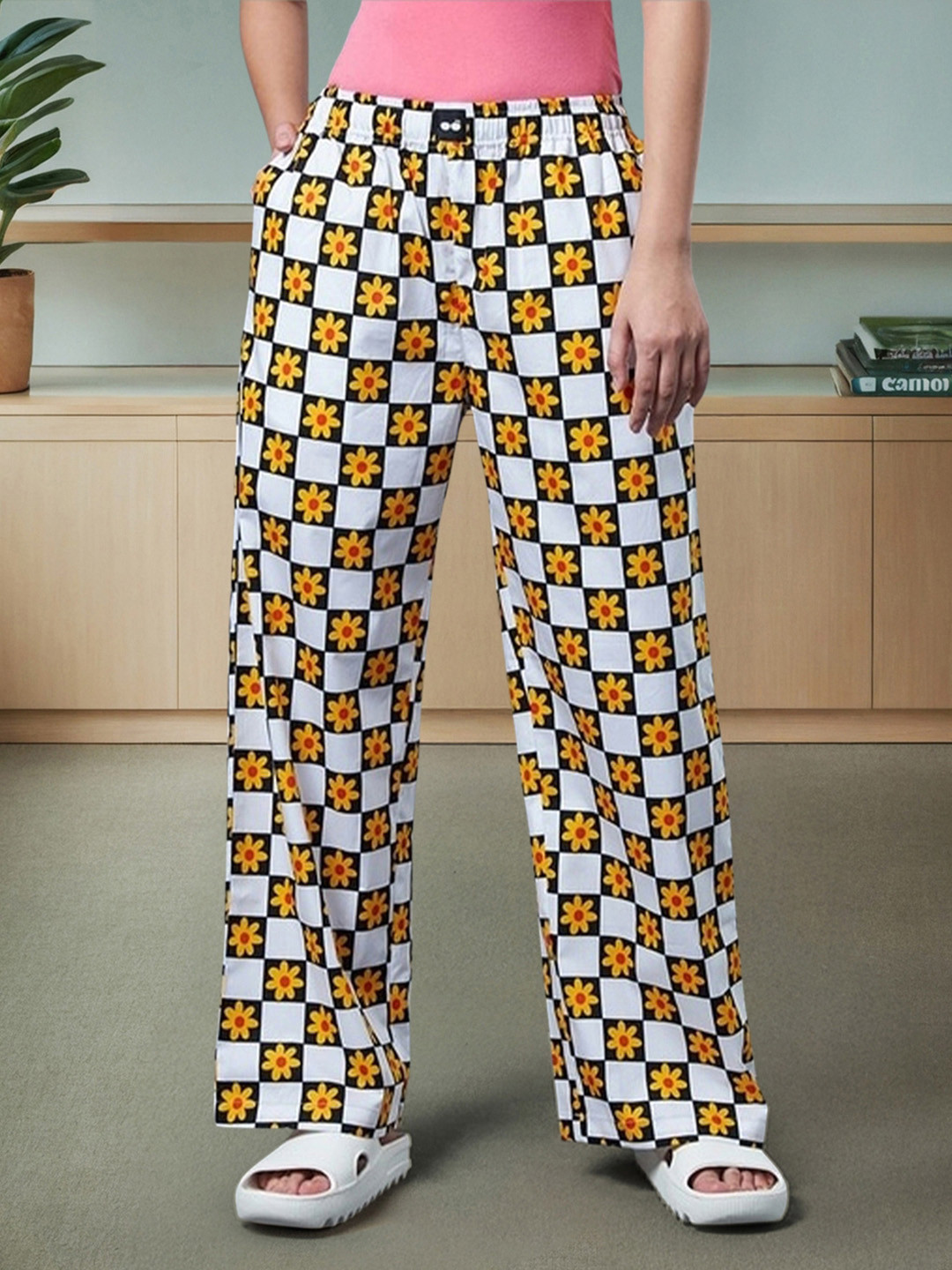 Bewakoof Women Printed Cotton Oversized Trousers