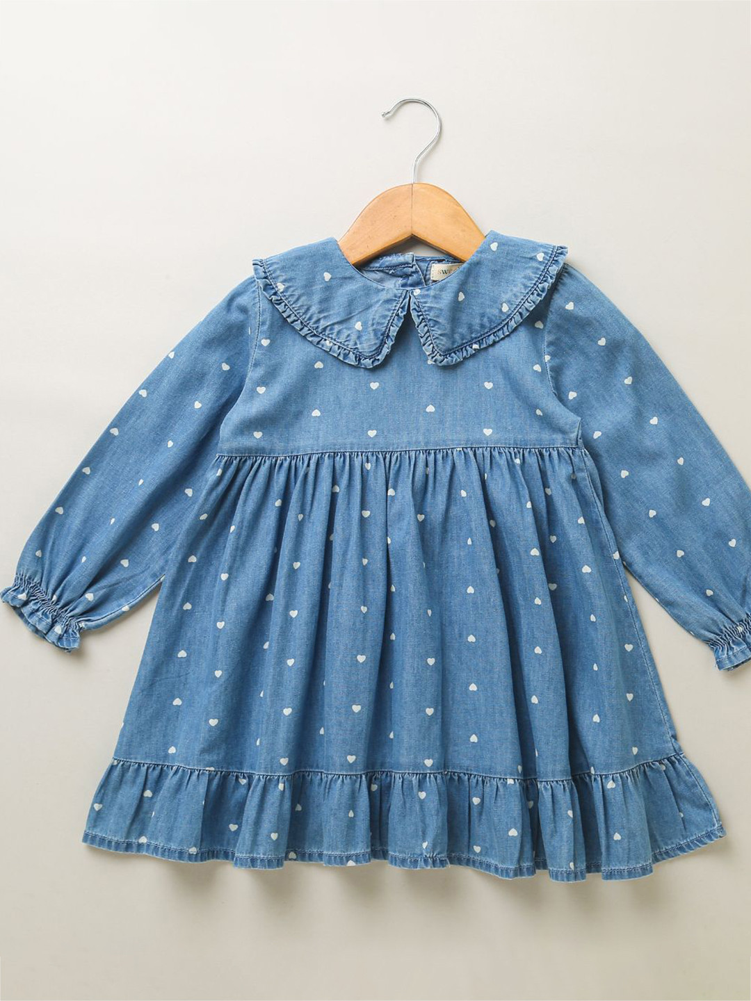 Sweetlime By AS Polka Dot Printed Cotton Puff Sleeve A-Line Dress