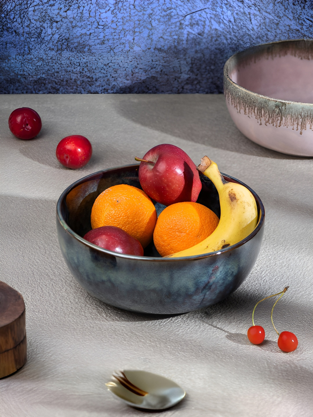 The Better Home Teal Ceramic Glossy Bowl